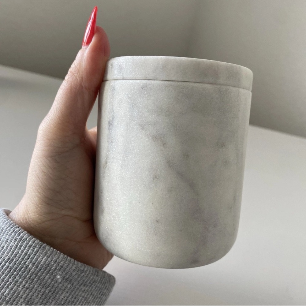 CB2 Vanity Bathroom Nexus White Marble Canister - Picture 9 of 9